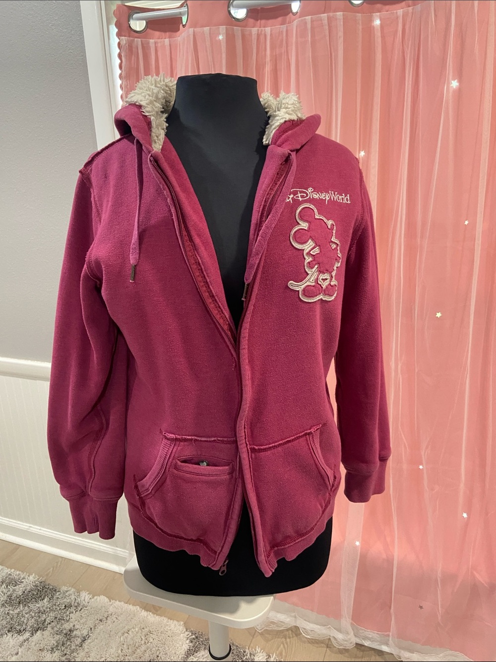 Disney Women's Teddy Fleece Hooded Jacket - Berry